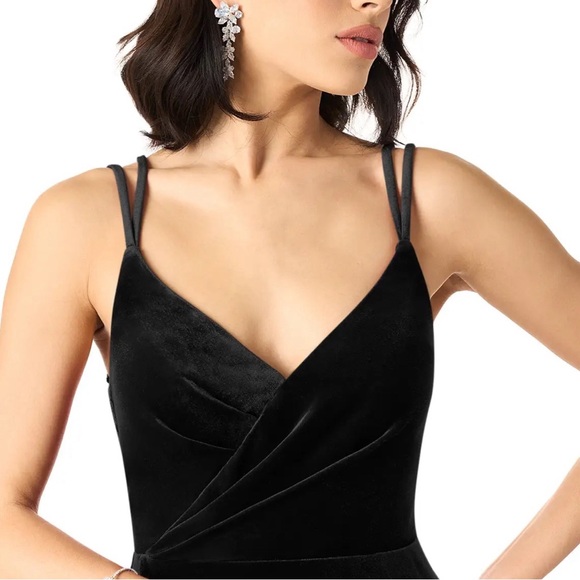 NWT Azazie Black A-Line Lace Velvet Cocktail Dress 🔻 - Picture 3 of 13